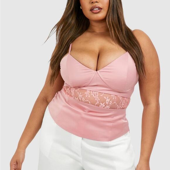 Boohoo Tops - Boohoo lace pink plus cami size 18 xxl